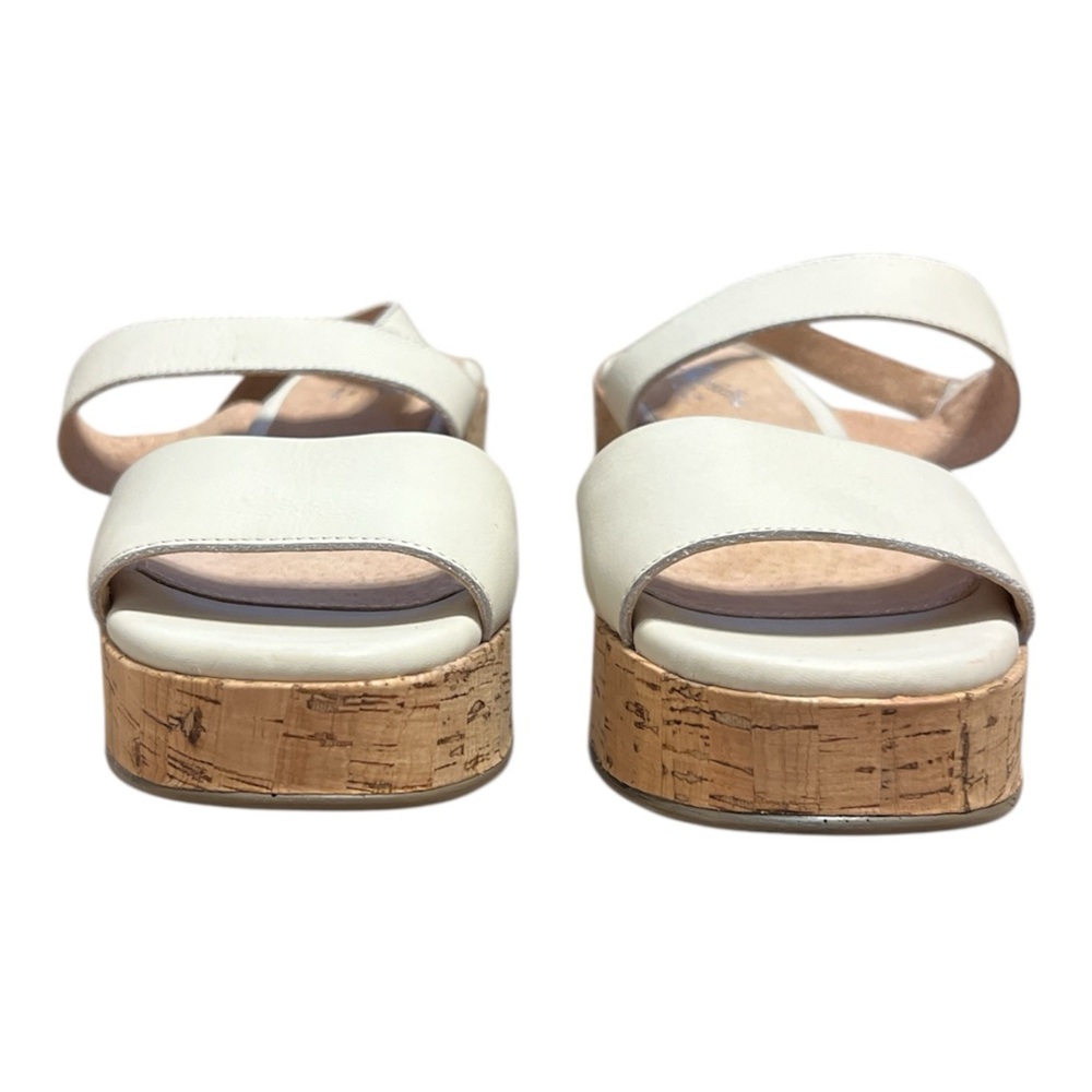 Seychelles Leather Cork Wedge Sandals White Platform Sandal Size 9 Coastal Chic - Picture 3 of 9